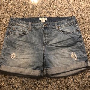 Forever 21 Distressed Rolled Cuff Jean Shorts